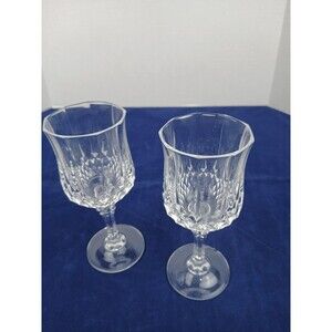 Cristal D'Arques Longchamp Clear 6 1/2" Tall Wine Glass, Excel. Cond. Set of 2
